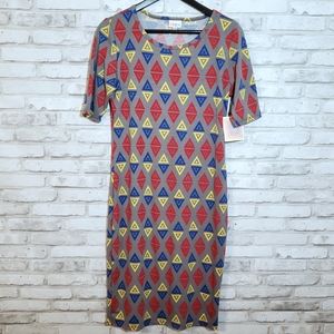 NWT LuLaRoe Grey Geometric Triangle Julia Dress